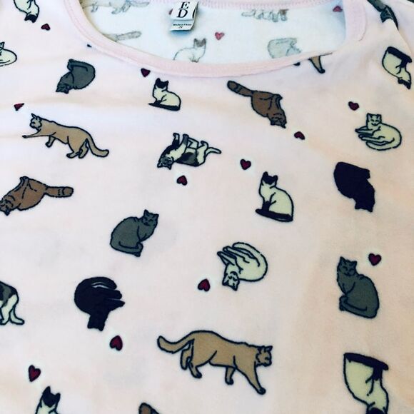Ellen Degeneres Cat Print Pink Cats Hearts Sleep Shirt Nightgown PJs - Picture 4 of 5